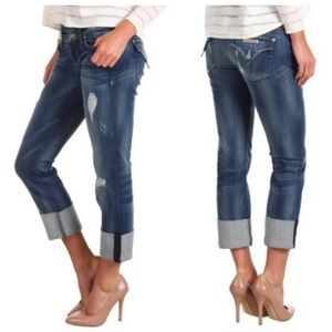 Hudson Ginny Straight Crop With Cuff Distress Ankle Low Rise
Jeans
